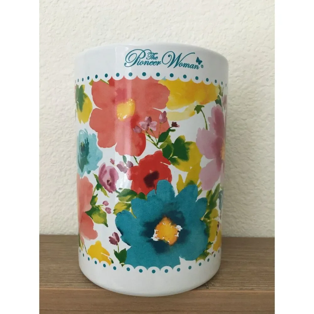 The Pioneer Woman Melody Floral Stoneware Utensil Crock Holder Farmhouse 6